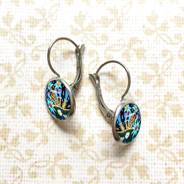 Folk Floral - Dangle or Leverback Earrings