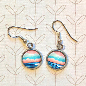 Graphic Seascape I - Dangle or Leverback Earrings