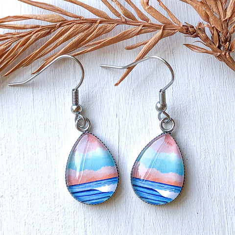 Graphic Seascape I - Stainless Steel Earrings