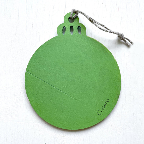 Green Seascape - Hand-Painted Christmas Ornament