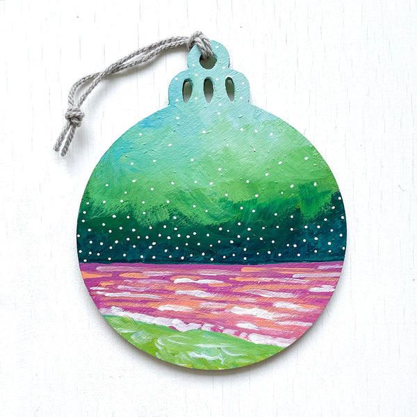Green Seascape - Hand-Painted Christmas Ornament