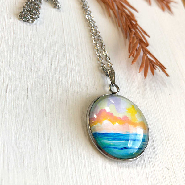 Abstract Seascape I - Stainless Steel Necklace