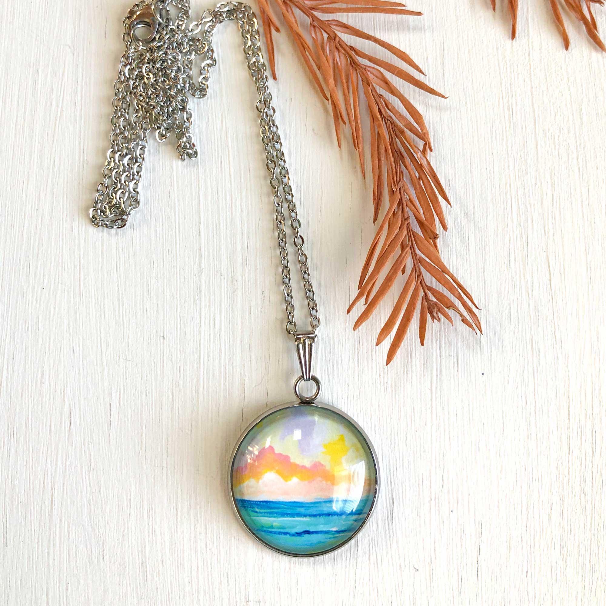 Abstract Seascape I - Stainless Steel Necklace