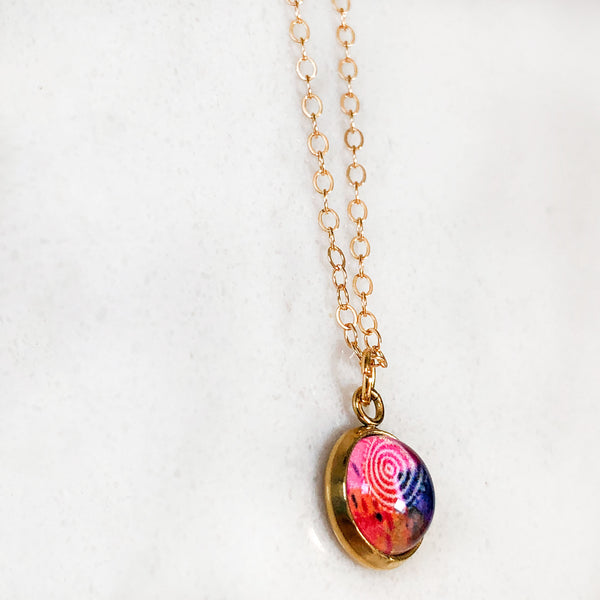 Dainty Necklace - Magenta Abstract