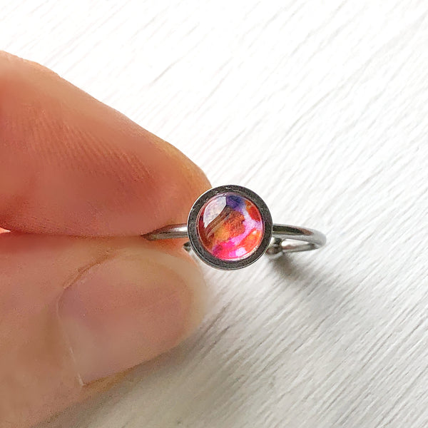 Magenta Abstract - Adjustable Tiny Ring
