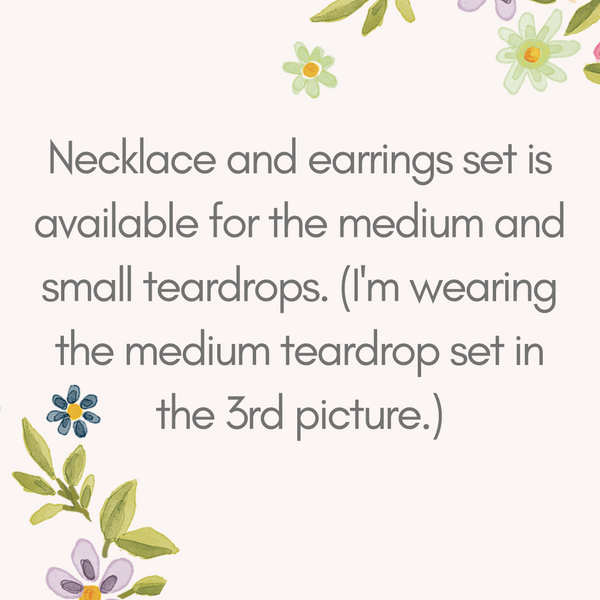 Floral XII - Stainless Steel Teardrop Necklace or Set