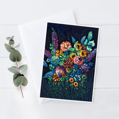 Night Floral - 5x7 Notecard
