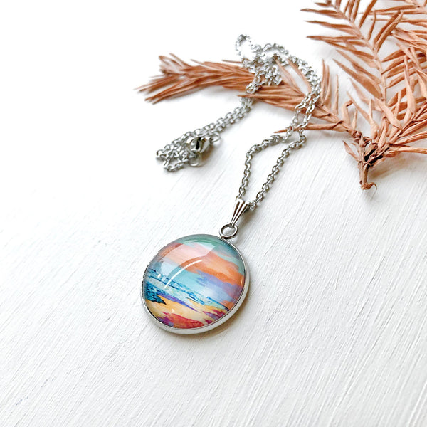 Peaceful Seascape I - Stainless Steel Necklace