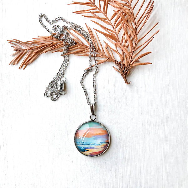 Peaceful Seascape I - Stainless Steel Necklace