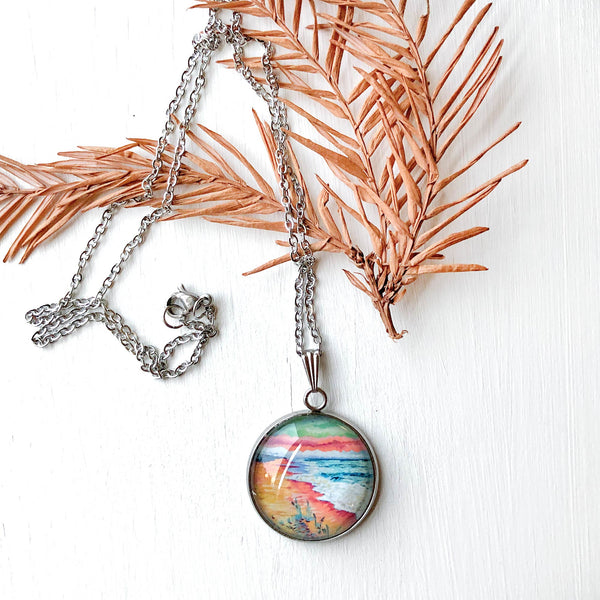 Peaceful Seascape II - Stainless Steel Necklace