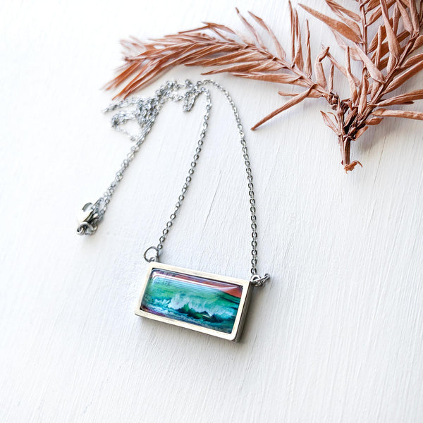 Pink Sky and Pier - Bar Necklace
