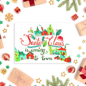 Santa Claus is Coming to Town - 5x7 Notecard