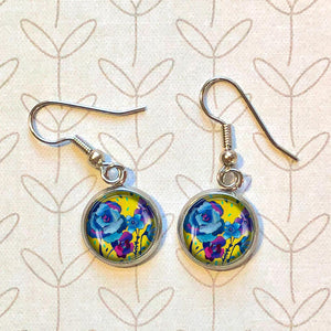 Yellow Floral - Dangle or Leverback Earrings
