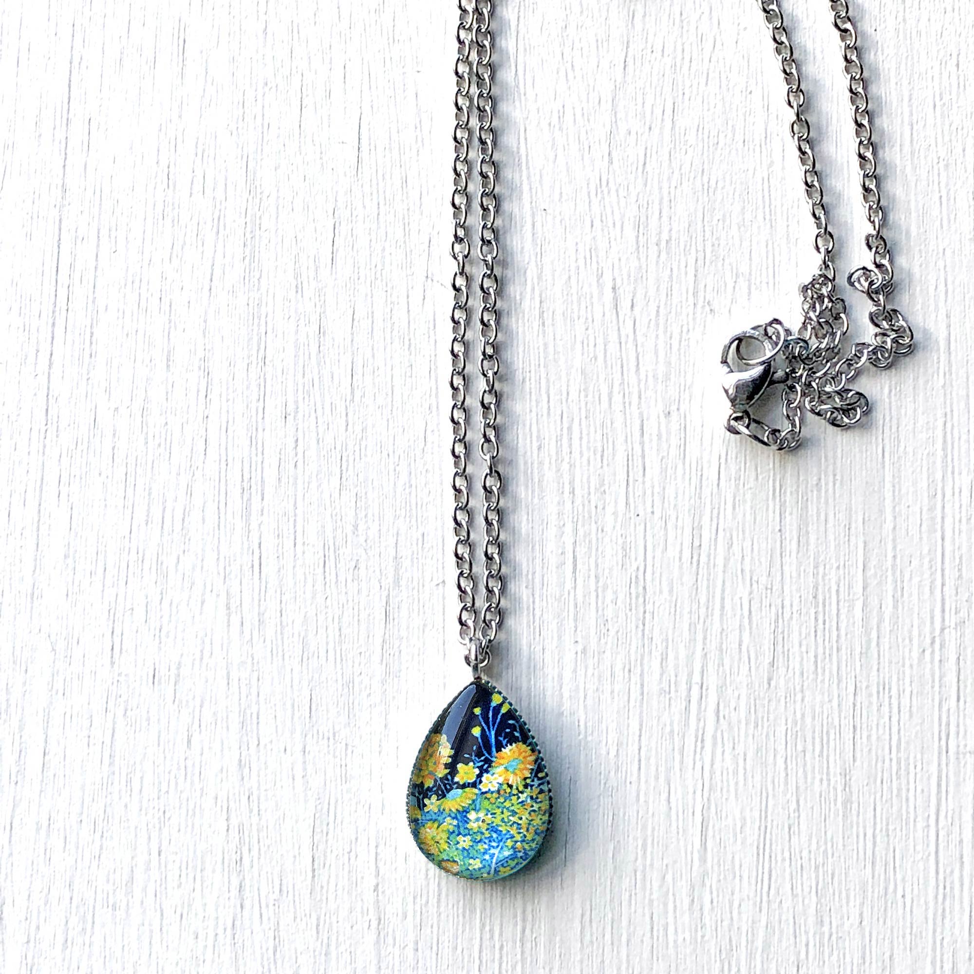 Spring Night - Stainless Steel Teardrop Necklace or Set