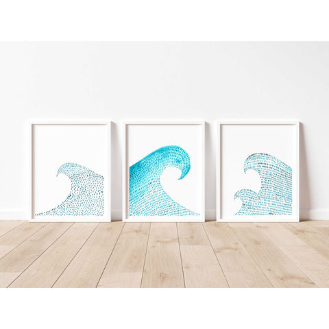 Dashed Waves - Set of 3 Large Prints