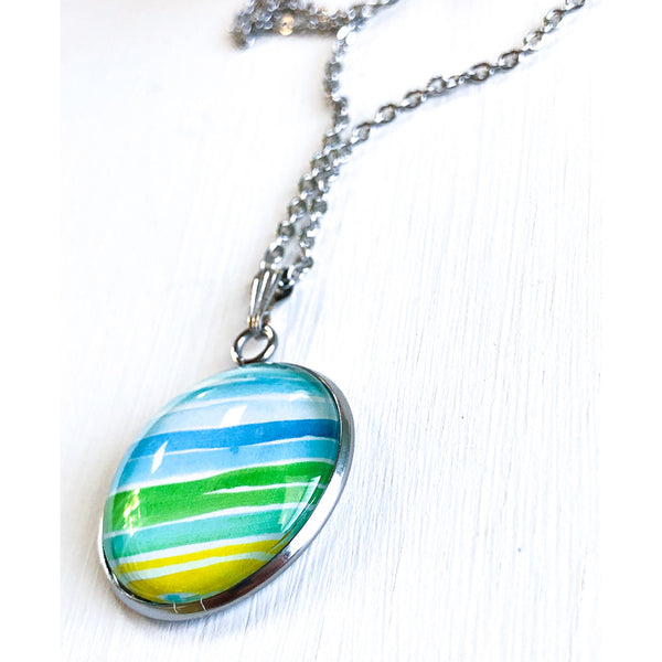 Watercolor Lines - Stainless Steel Necklace
