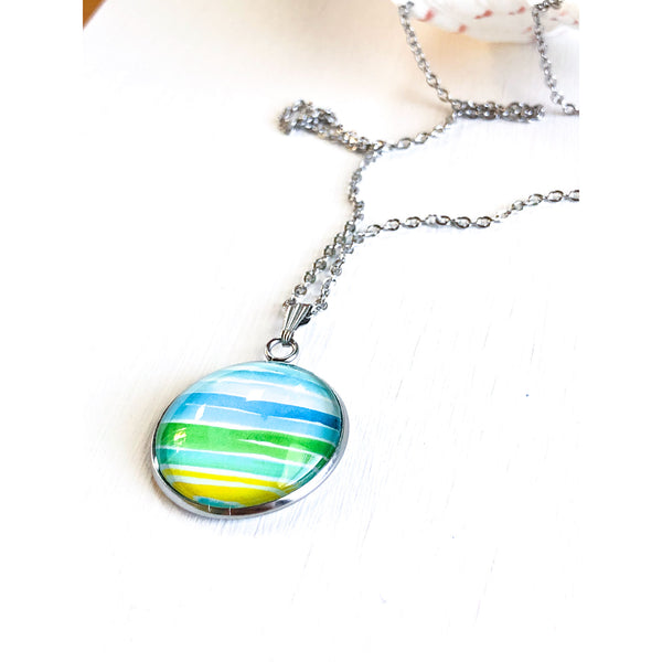 Watercolor Lines - Stainless Steel Necklace